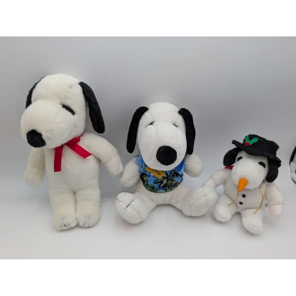 Peanuts Snoopy Plush Lot of 3 White Hawaiian MetLife Snowman Christmas